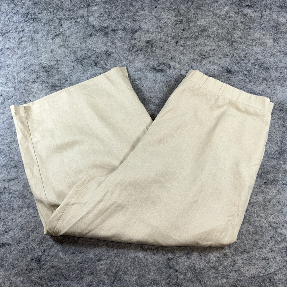 Woman Within Capri Pants Women's‎ 22W Khakis Linen Blend Nautical Beach Casual